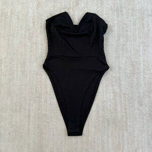Shein Going Out Black Strapless Plunge Bodysuit Top XS/2